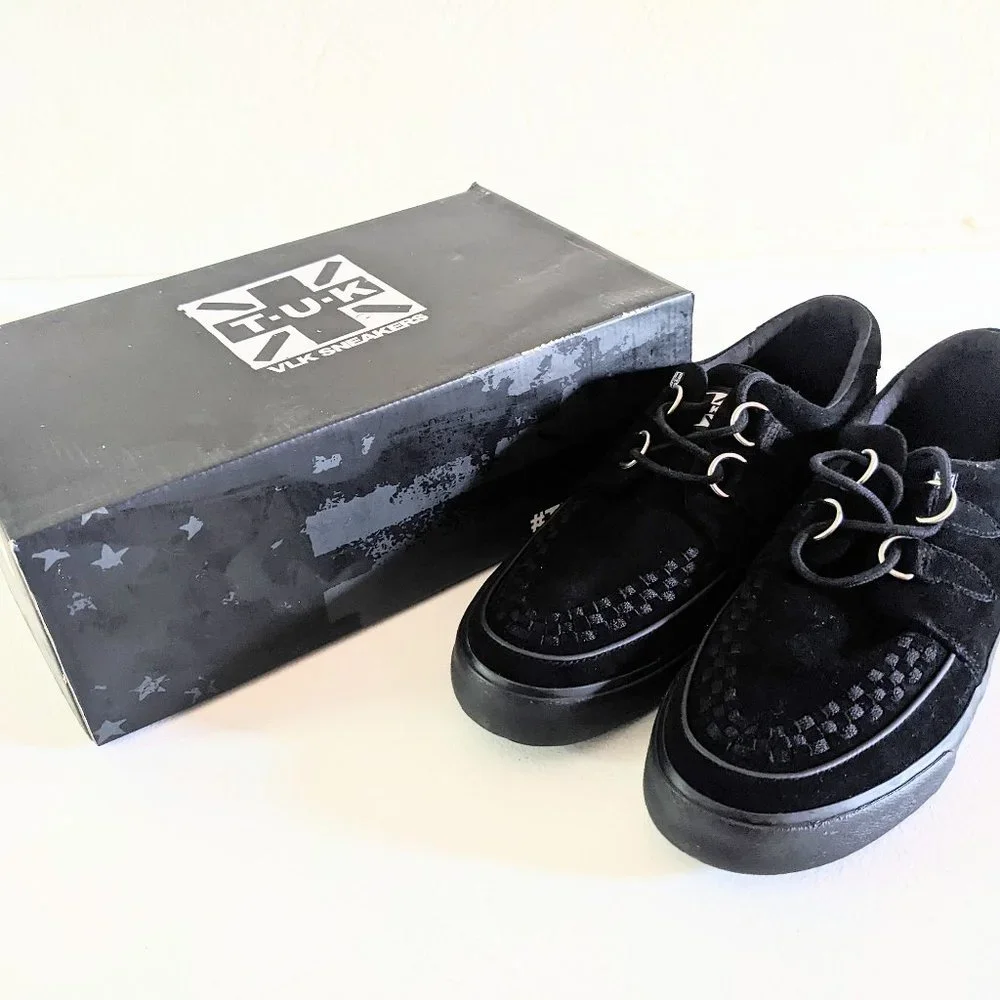 T.U.K. Black Suede Platform Creeper Sneaker black-suede-lace-up-creeper-  main image 4